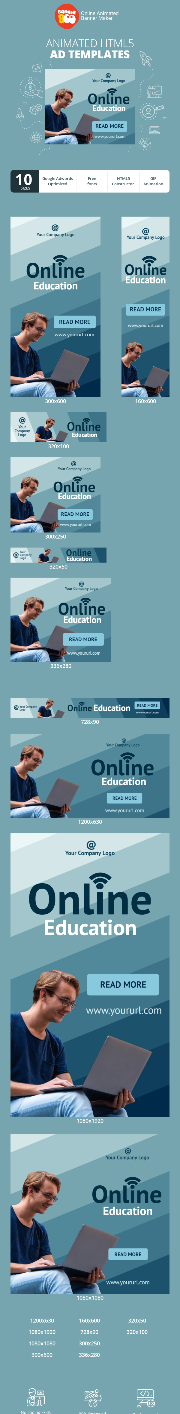 Banner ad template — Online Education Stylish Modern Template