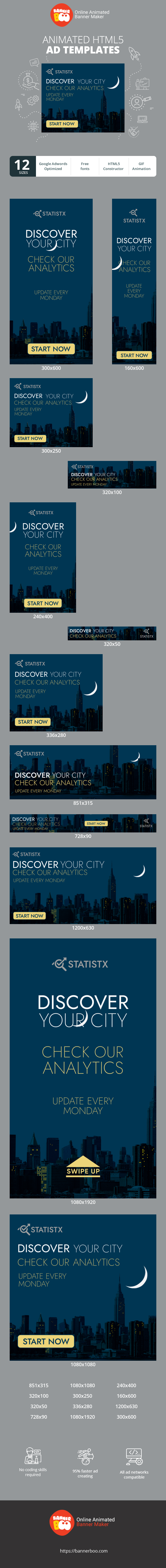 Banner ad template — Discover Your City Check Our Analytics — Update Every Monday