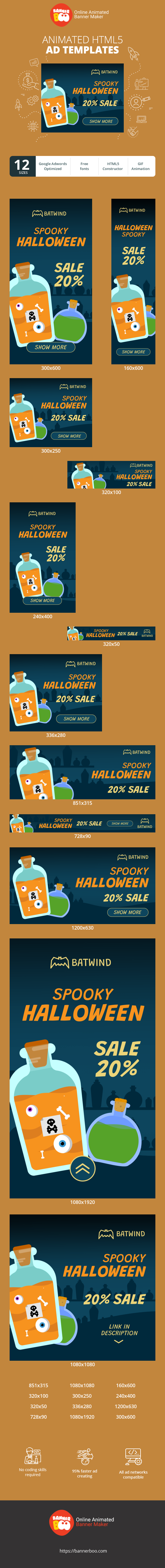Banner ad template — Spooky Halloween — 20% Sale