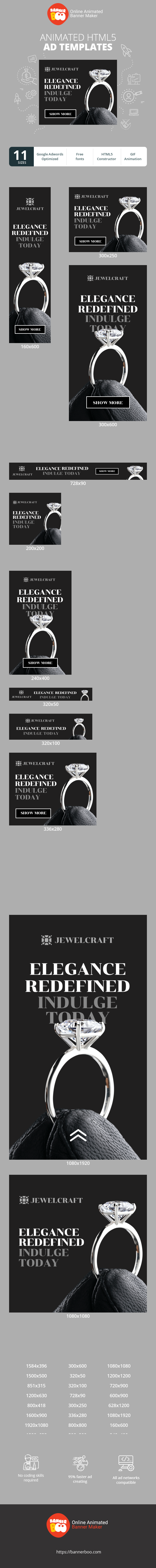 Banner ad template — Elegance Redefined Indulge Today — Jewelry