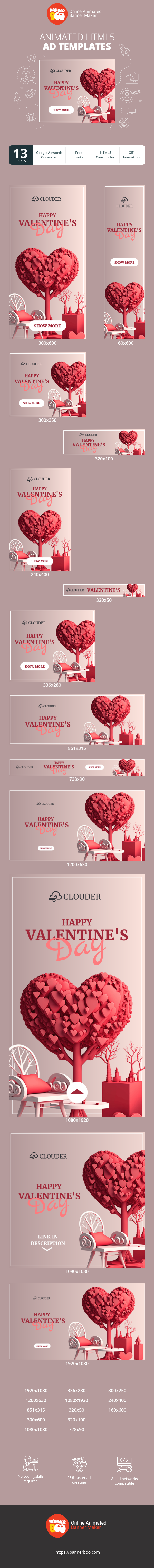 Banner ad template — Happy Valentine's Day — Valentine's day