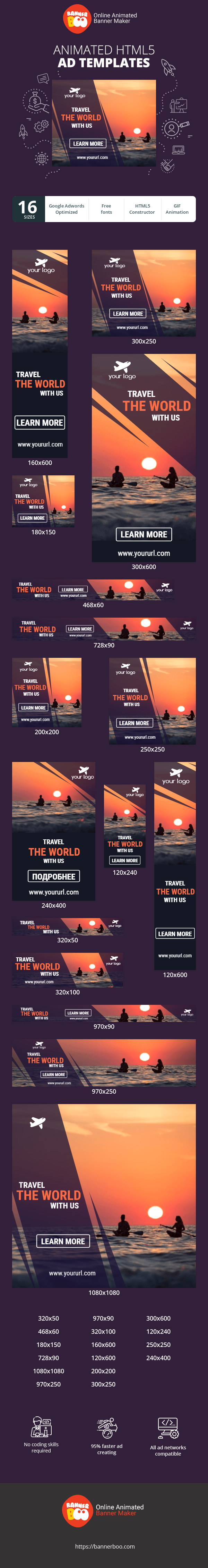 Banner ad template — Travel The World With Us!