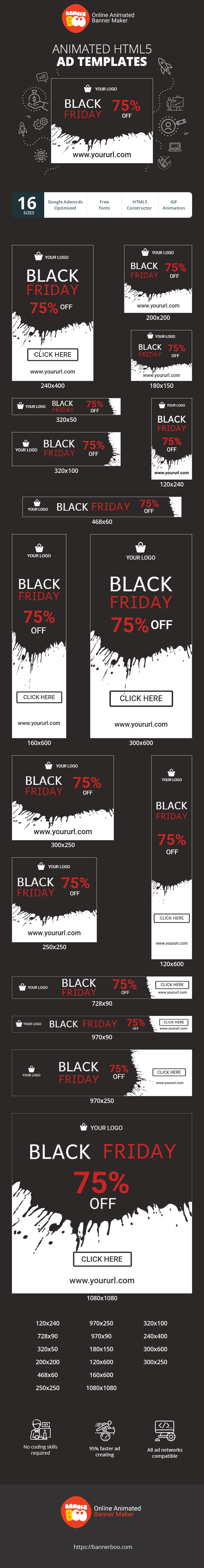 Banner ad template — Black Friday Sale — 75% OFF