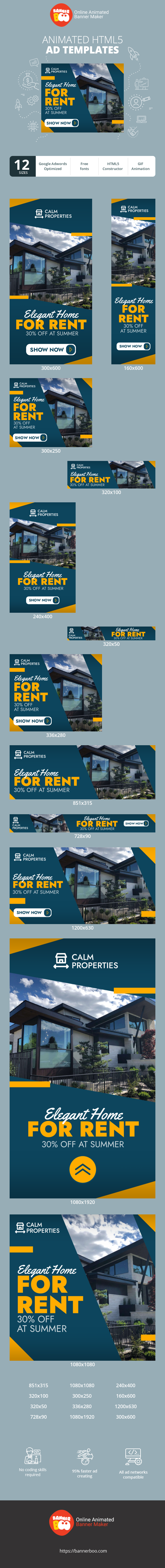 Banner ad template — Elegant Home For Rent —30% Off At Summer