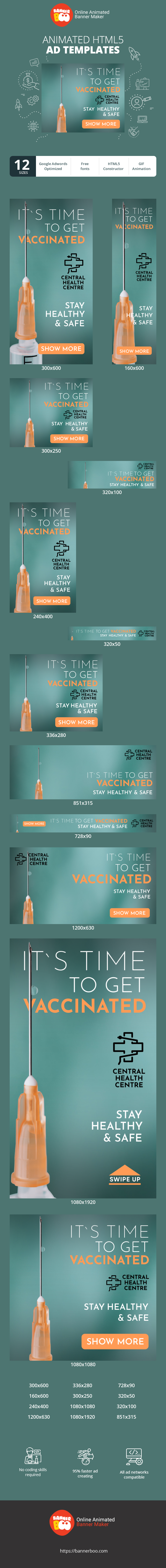 Banner ad template — I'ts Time To Vaccinated — Stay Healthy & Safe