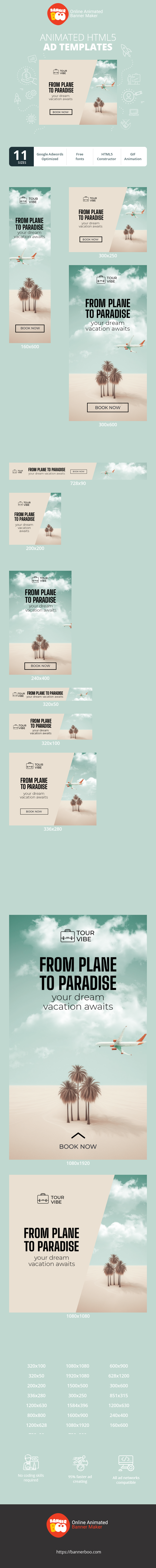Banner ad template — From Plane To Paradise — Your Dream Vacation Awaits