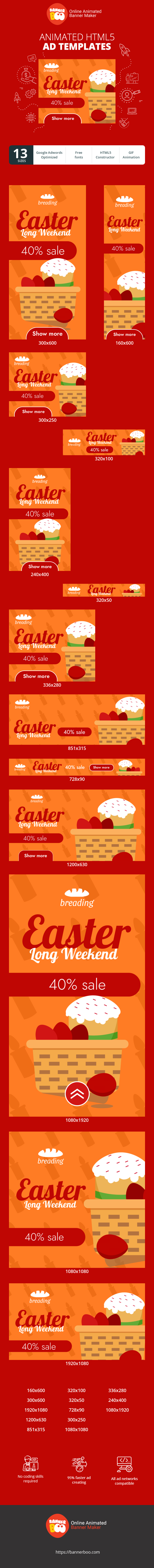 Banner ad template — Easter Long Weekend — 40% Sale