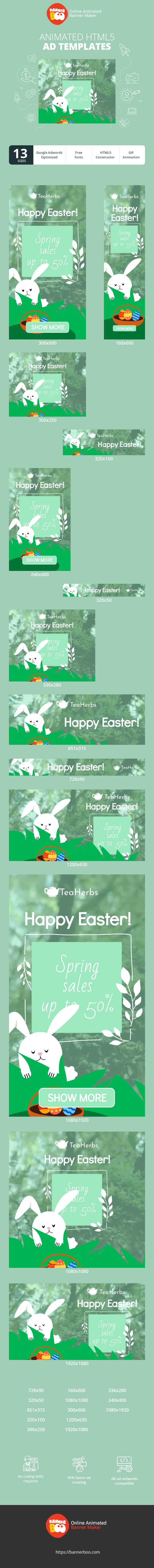 Banner ad template — Happy Easter — Spring Sales Up To 50%