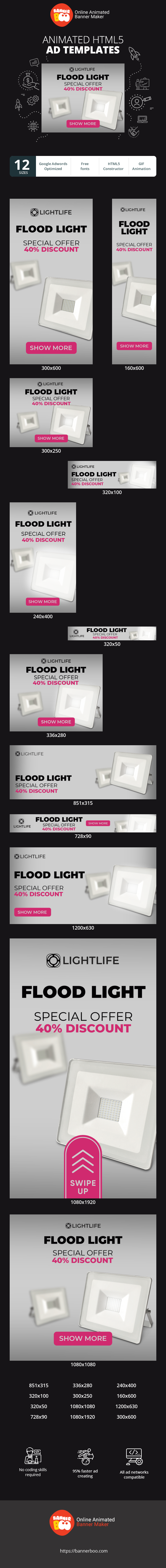 Banner ad template — Flood Light — Special Offer 40% Discount
