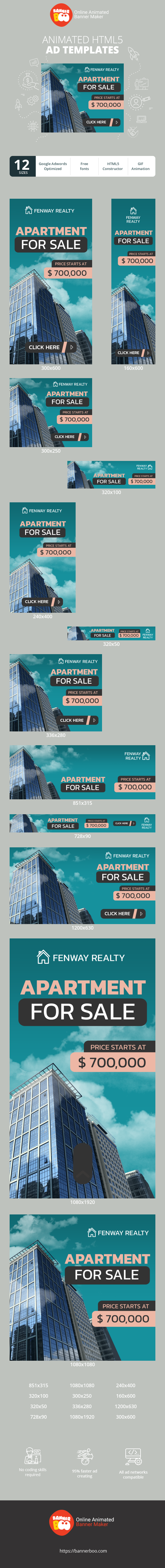 Banner ad template — Apartment For Sale — Price Starts At $ 700,000