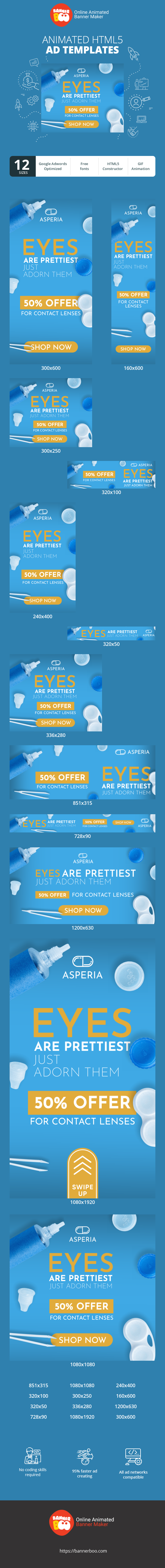 Banner ad template — Eyes Are Prettiest Just Adorn Them — 50% Offer For Contact Lenses