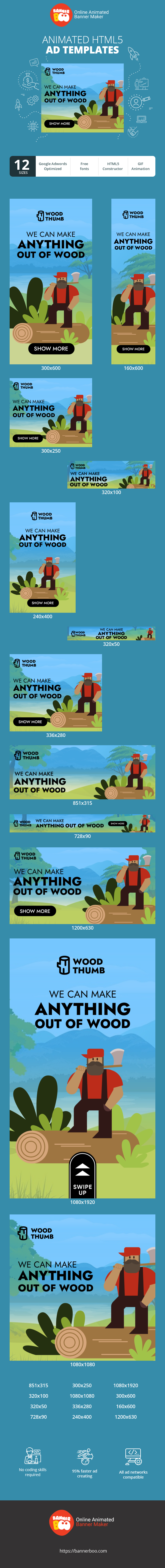 Banner ad template — We Can Make Anything Out Of Wood — Woodworking