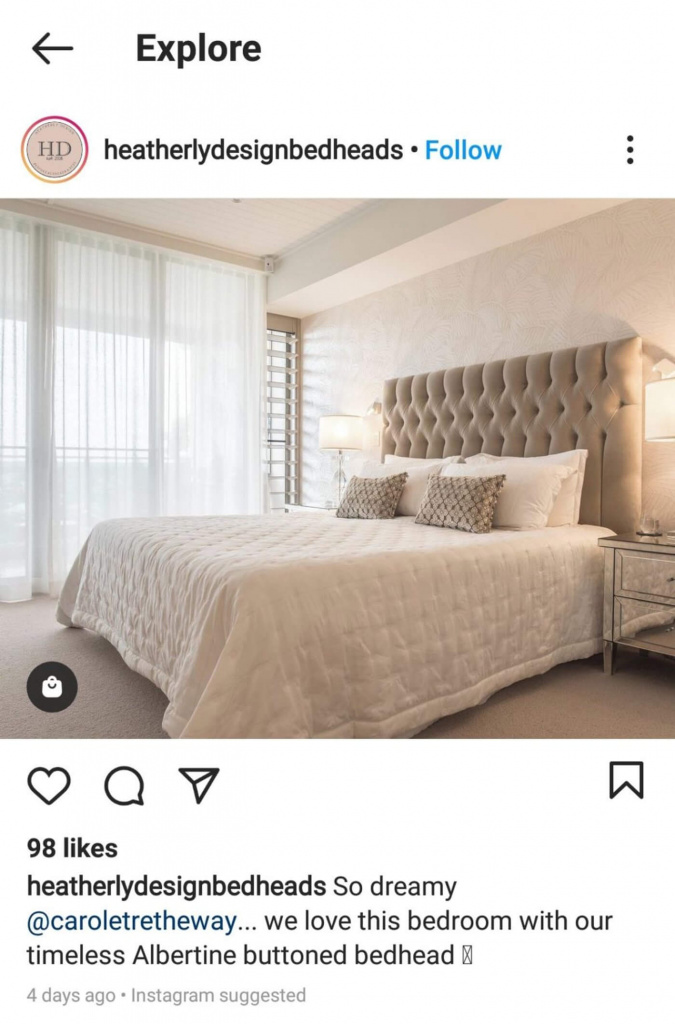 Heatherly bedhead design instagram ad example